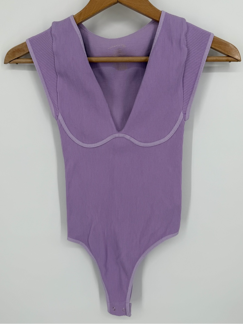 Intimately Free People Lavender Lilac Purple Bodysuit V Neck Shirt Top XS S